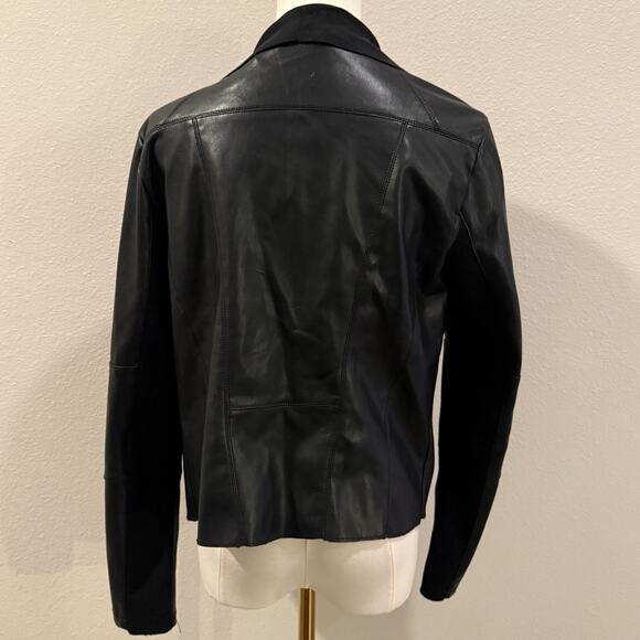 Bagatelle Black Drape Faux Leather Suede Jacket Women Small Streetwear Edgy Chic - Picture 3 of 8